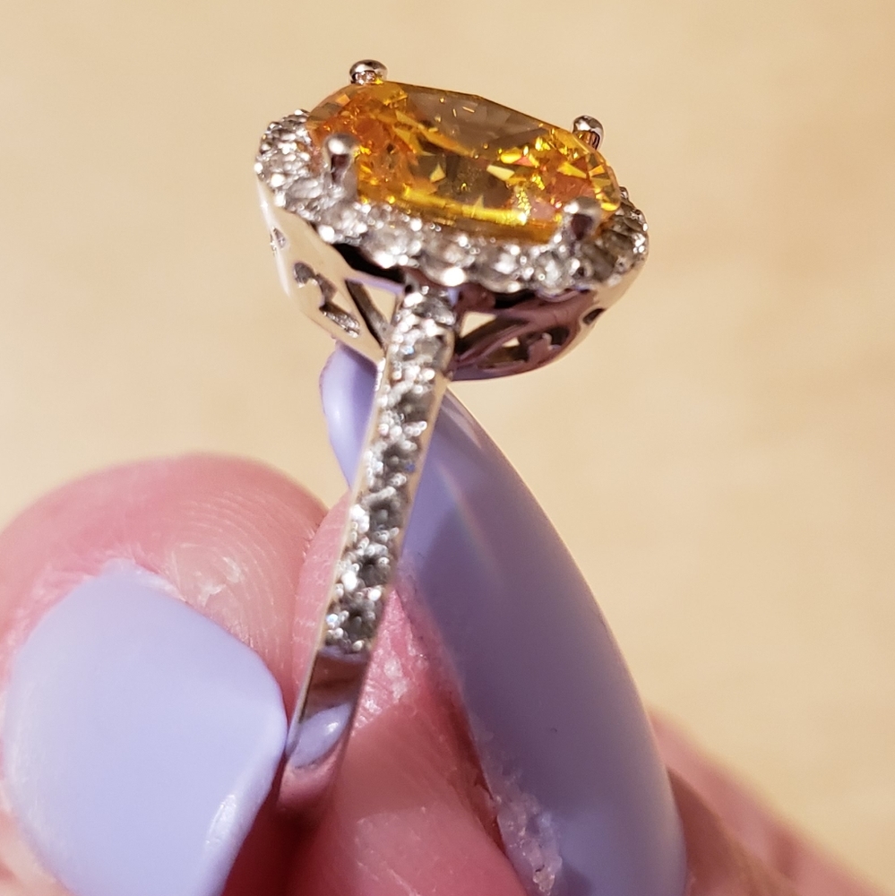 QVC Diamonique canary oval stone w/halo setting - Picture 10 of 16